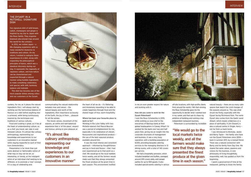 The Dysart Petersham features in Hospitality Ireland
