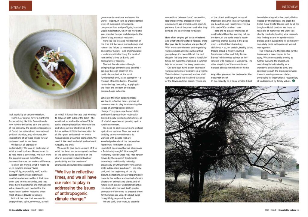 The Dysart Petersham features in Hospitality Ireland